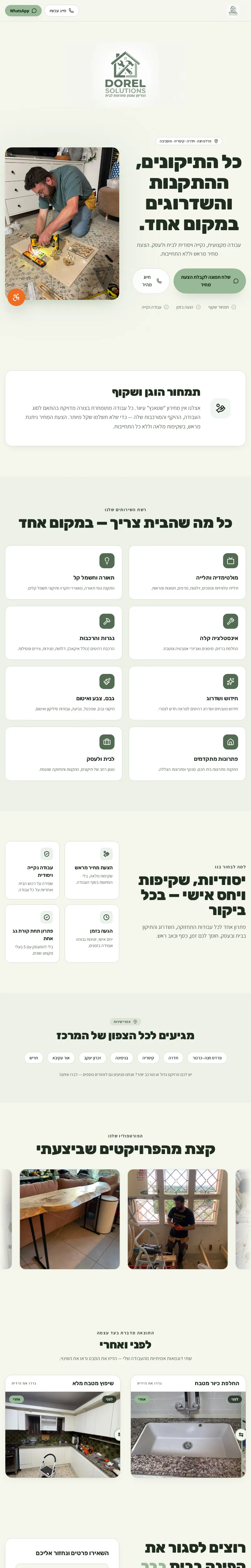 צילום עמוד מלא של האתר של Dorel Solutions — אתר תדמית